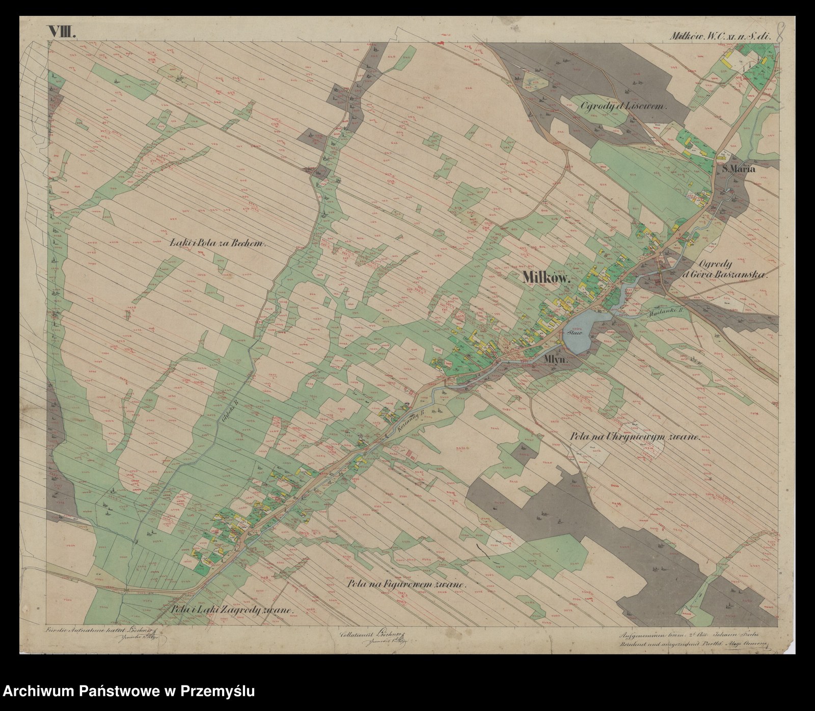 Mapa katastralna Mi�kowa z 1854 roku, sekcja VIII