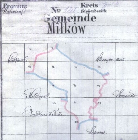 Gmina Miłków (Gemeinde Miłków) na starej mapie